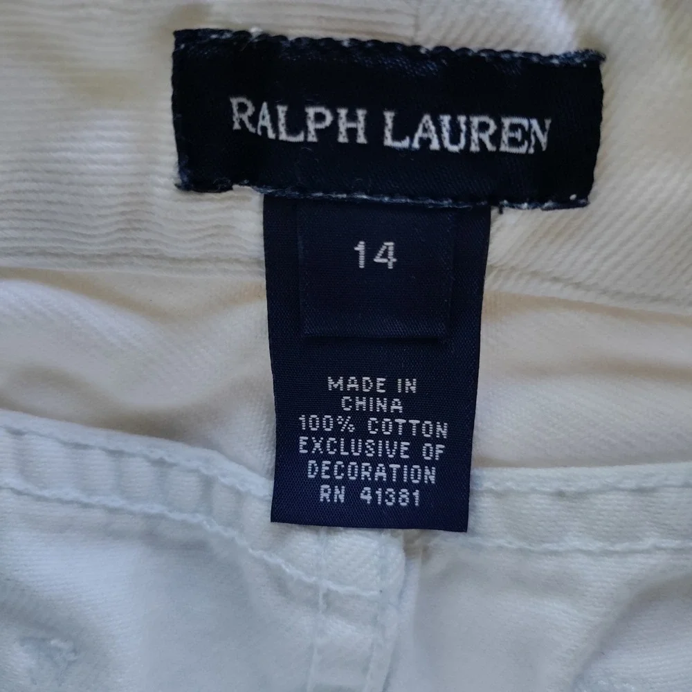 Ralph Lauren Girls White Denim Mini Skirt Size 14 Distressed‎ Frayed